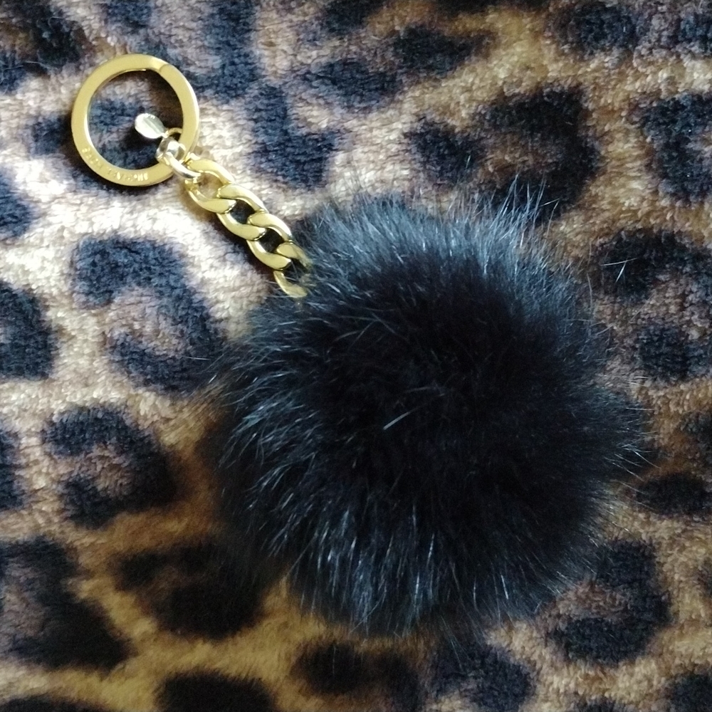 Michael Kors Black Pom Pom Keychain